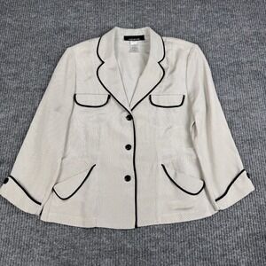 Vtg Y2K Jones New York Unstructured Blazer Womens 10/M Silk Micro Polka Dot Twee
